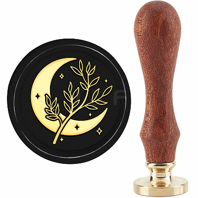 Brass Wax Seal Stamp with Handle AJEW-WH0184-0980-1