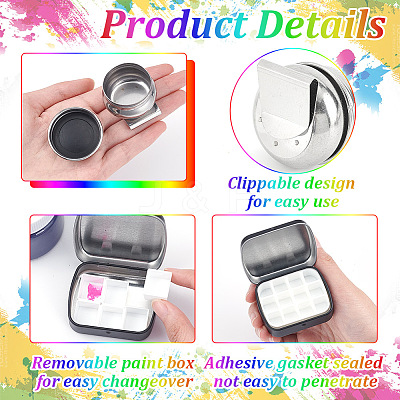 2 Sets Iron Watercolor Paints & Nail Polish Tins Storage Box MRMJ-BC0003-46-1