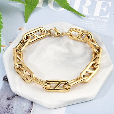 304 Stainless Steel Oval Link Chain Bracelets for Women Men BJEW-F488-49C-G-1