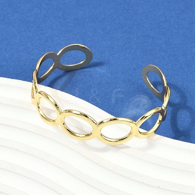Hollow Out 304 Stainless Steel Cuff Bangles for Women BJEW-Z097-05G-1