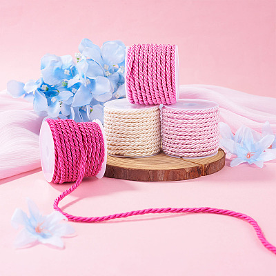 4 Rolls 4 Colors Round Polyester Cord OCOR-TA0003-88D-1