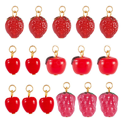 16Pcs Handmade Lampwork Pendants PALLOY-TAC0207-1