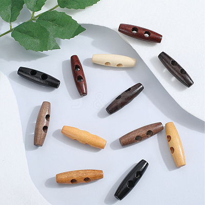 84Pcs 7 Colors Natural Wood Buttons BUTT-GF0003-90B-1