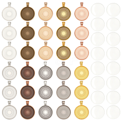 30Pcs 10 Colors Alloy Pendant Cabochon Settings FIND-PH0025-82-1