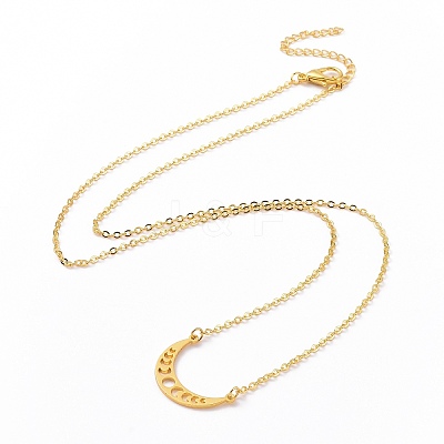 Alloy Moon Phase Pendant Necklace for Women LS-NJEW-G030-01G-1