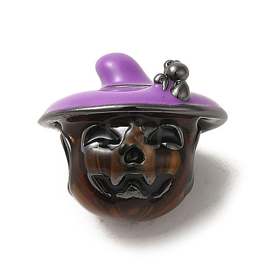 Halloween Brass Enamel European Beads X1-KK-A203-04B-B-1