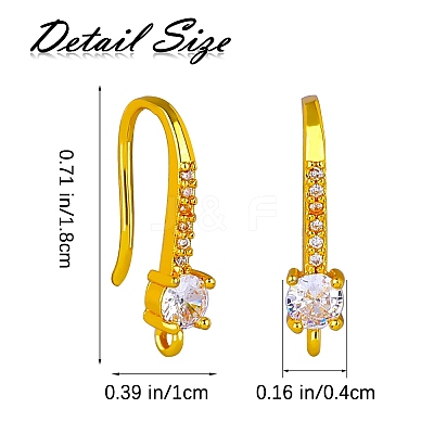 10 Pairs Brass Micro Pave Clear Cubic Zirconia Earring Hooks ZIRC-SZ0005-20-1