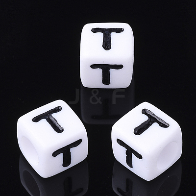 Acrylic Horizontal Hole Letter Beads X-PL37C9129-T-1