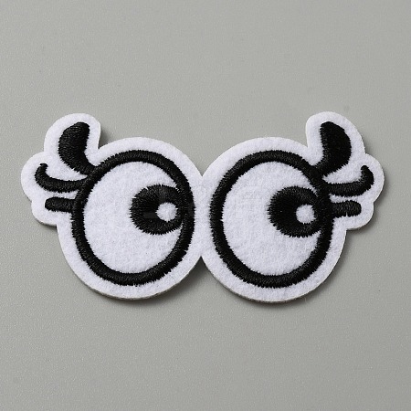 Cartoon Style Double Eye Embroidered Cloth Patches PATC-WH0001-116B-1