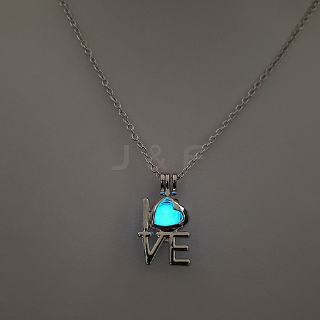 Alloy with Luminous Resin Bead Inside Pendant Necklaces for Women Men FS-WG4D5C2-05-1