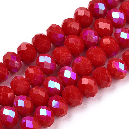 Electroplate Opaque Solid Color Glass Beads Strands EGLA-A034-P6mm-L21-1