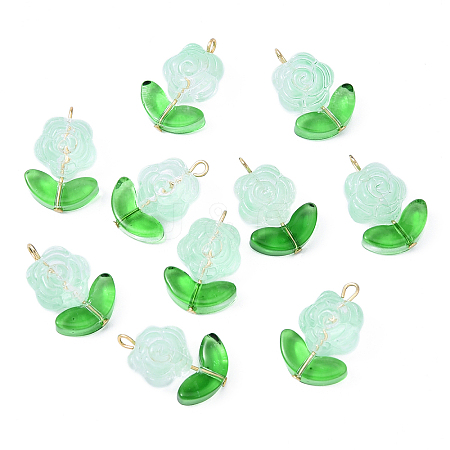 10Pcs Glass Pendants PALLOY-YW00063-05-1