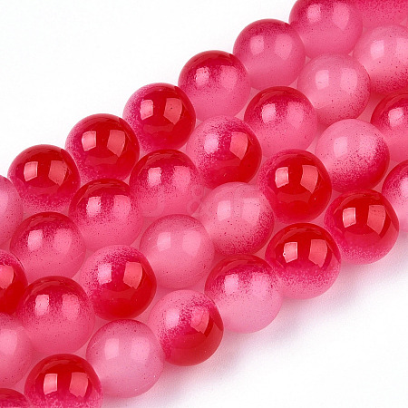 Baking Paint Imitation Jade Glass Round Bead Strands X1-DGLA-N003-10mm-06-1