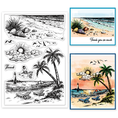 Custom Summer Theme PVC Plastic Clear Stamps DIY-WH0631-0021-1