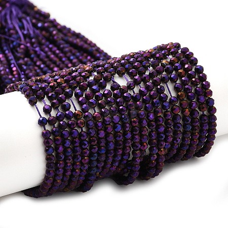 Electroplate Glass Beads Strands GLAA-H021-01B-FP09-1