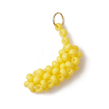 Glass Seed Beaded Banana Pendants PALLOY-MZ00464-1