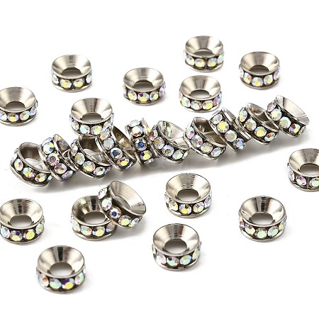 Brass Rhinestone Spacer Beads RB-A020-9mm-28P-1