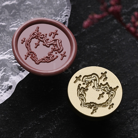 Halloween Theme Golden Tone Brass Wax Seal Stamp Head AJEW-O001-08G-1