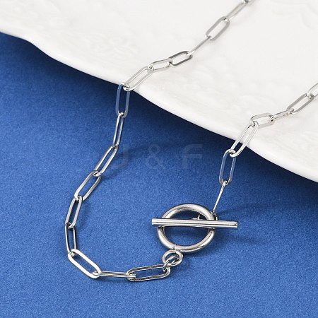 Non-Tarnish Unisex 304 Stainless Steel Paperclip Chain Necklaces NJEW-H215-04P-1