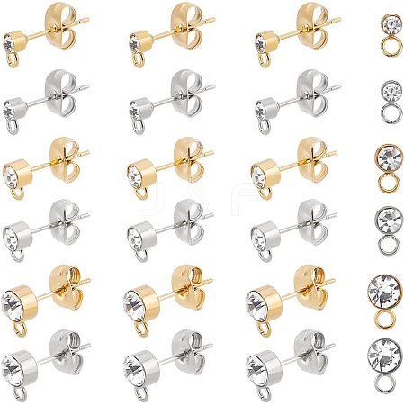 Unicraftale 36Pcs 6 Style 304 Stainless Steel Stud Earrings Findings STAS-UN0039-35-1