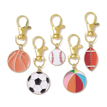 Sports Ball Alloy Enamel Pendant Decoration HJEW-JM02006-1