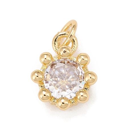 Brass Inlaid Clear Cubic Zirconia Charms KK-A161-34G-B-1