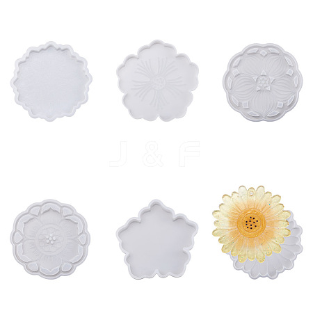 Boutigem 6Pcs 6 Style Silicone Flower Cup Mat Molds Sets DIY-BG0001-21-1