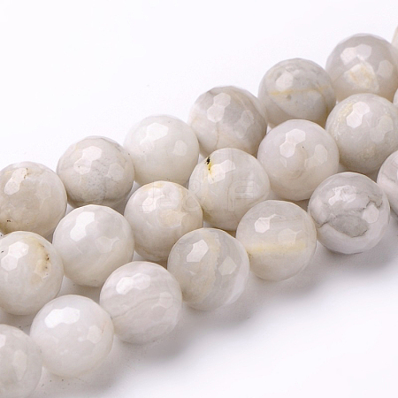 Faceted Natural Agate Round Bead Strands G-L383-11-4mm-1