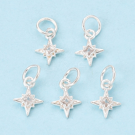 925 Sterling Silver Pave Clear Cubic Zirconia Star Charms STER-T009-15S-1