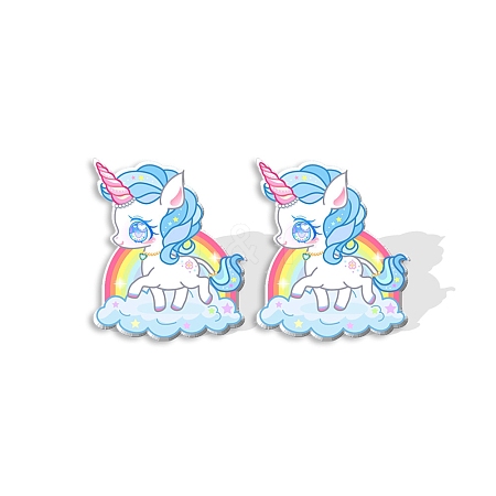 Acrylic Unicorn Stud Earrngs for Women PW-WGBF812-05-1