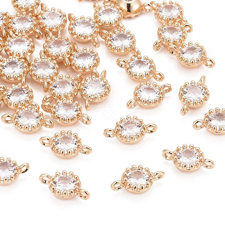 Flower Brass Micro Pave Cubic Zirconia Links Connectors X-ZIRC-L054-09KCG-NR-1