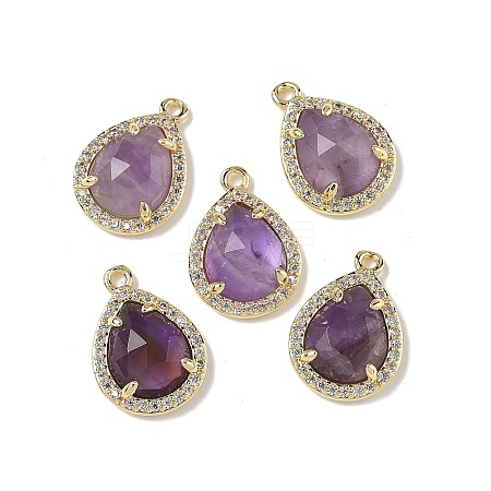 Natural Amethyst Faceted Teardrop Pendants G-U028-02G-03-1