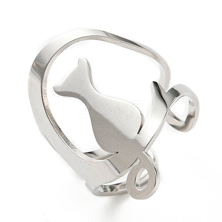 304 Stainless Steel Open Cuff Ring RJEW-F149-03P-1