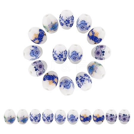 5Bags 5 Colors Handmade Porcelain Beads PORC-AR0001-12-1