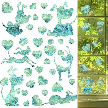 6PCS PVC Stickers Dazzling Color Window Stickers 3D Laser Puppy And Heart Shapes Electrostatic Glass Window Stickers JX834A-1