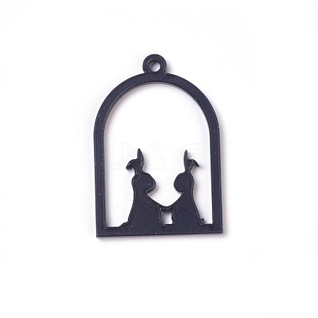 Acrylic Bunny Open Back Bezel Pendants KY-WH0019-08-1