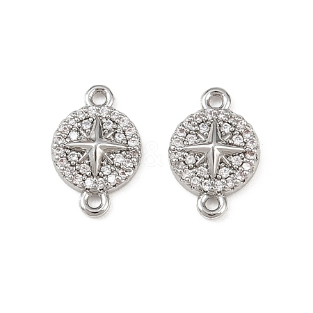 Brass Micro Pave Clear Cubic Zirconia Connector Charms KK-H524-02P-1