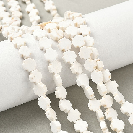 Geark Cross Natural Magnesite Beads Strands G-N0131-04C-1