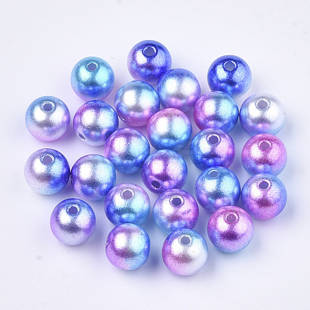 Rainbow ABS Plastic Imitation Pearl Beads OACR-Q174-3mm-06-1