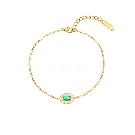 Oval Cubic Zirconia Link Bracelets TI7609-2-1