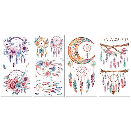 4 Sheets 4 Styles Retro Theme PVC Waterproof Decorative Stickers DIY-WH0489-006-1