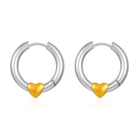 304 Stainless Steel Heart Huggie Hoop Earrings for Women WG7102D-01-1