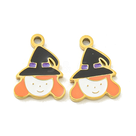 Halloween Theme Ion Plating(IP) 304 Stainless Steel Enamel Pendants STAS-M011-01C-1