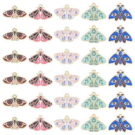 30Pcs 5 Styles Alloy Enamel Pendants ENAM-DC0001-70-1