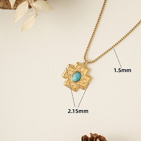 304 Stainless Steel & Synthetic Turquoise Pendant Necklaces for Women WGA2F7A-03-1