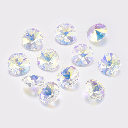 Faceted Glass Rhinestone Charms RGLA-F049-12mm-001AB-1