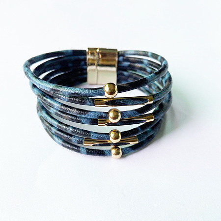 Imitation PU Leather Cord Multi-strand Bracelets for Women Girl WG4D46A-19-1