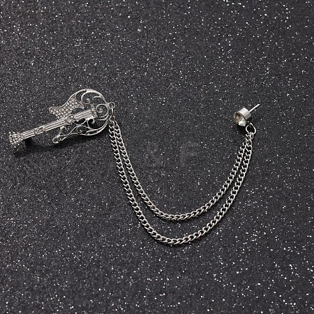 British Style Alloy Crystal Rhinestone Hanging Chain Brooch PW-WG82507-01-1