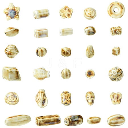 30Pcs 30 Styles Handmade Porcelain Beads PORC-CJ0001-27-1