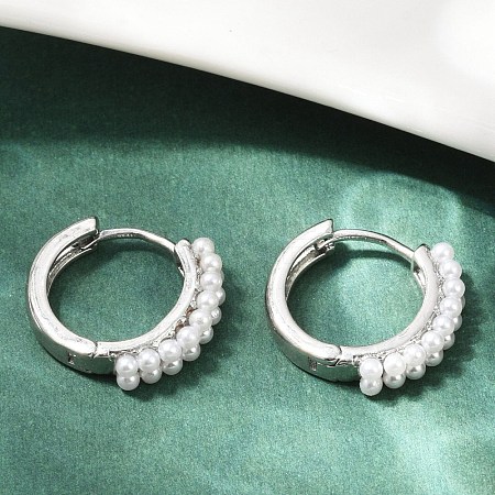 Brass ABS Imitation Pearl Hoop Earrings EJEW-M082-04P-1